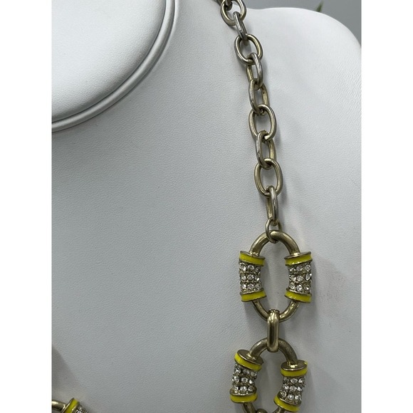 J. Crew Gold Tone Yellow Enamel Pave Rhinestone Long Necklace - Picture 4 of 12
